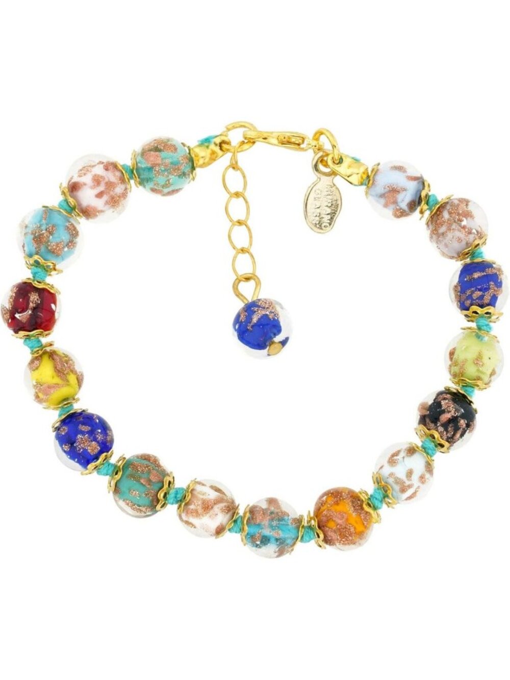 Handmade Italian Murano Bracelet - Multicolor Sommerso Sparkling Beads for Women